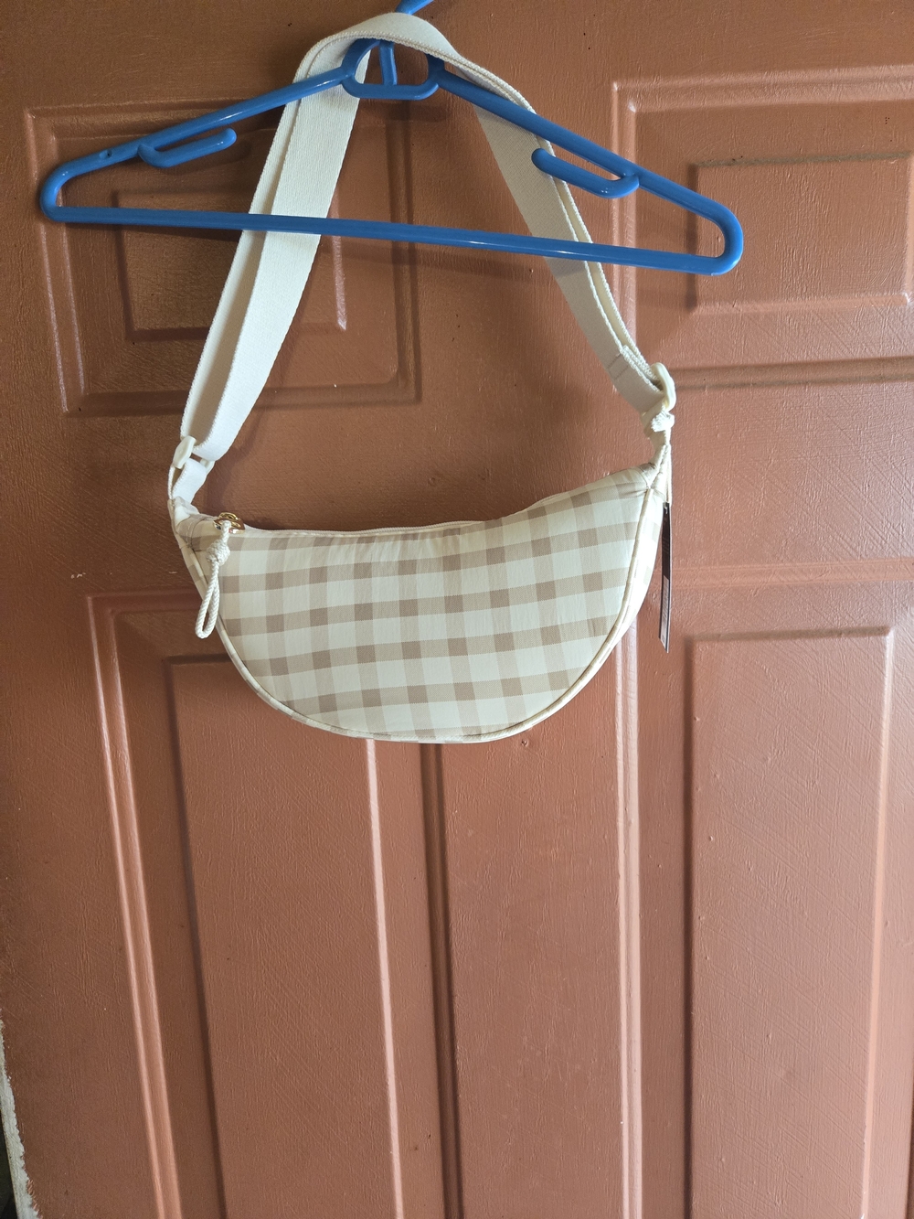 Universal Thread Beige Plaid Crescent Crossbody Bag